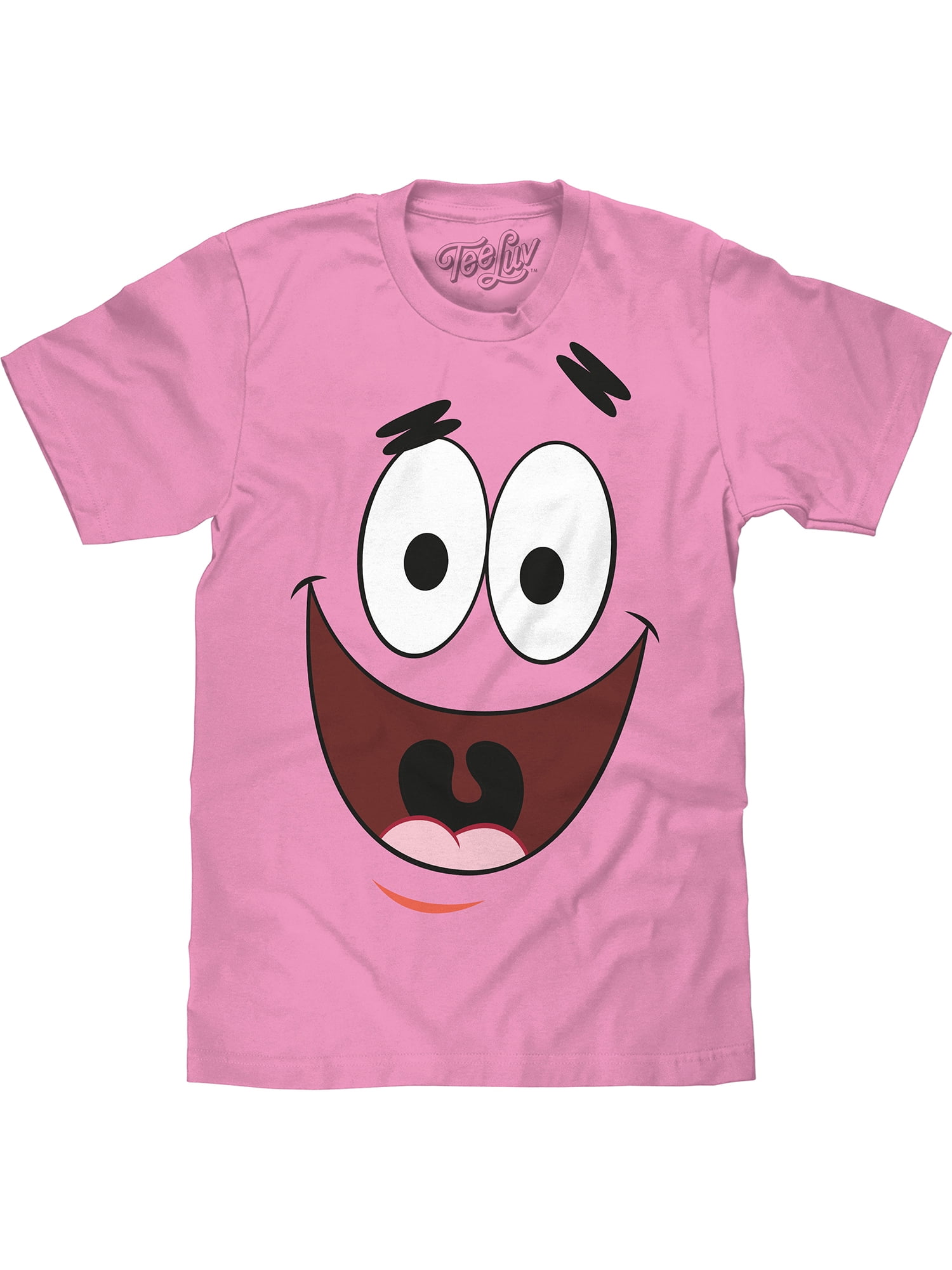 Tee Luv Men's Patrick Star Cartoon Character Face Shirt (L)