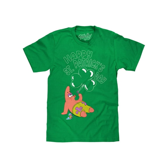 Tee Luv SpongeBob SquarePants Patrick Star Happy St Patrick's Day Cartoon Shirt (Men's) (L)