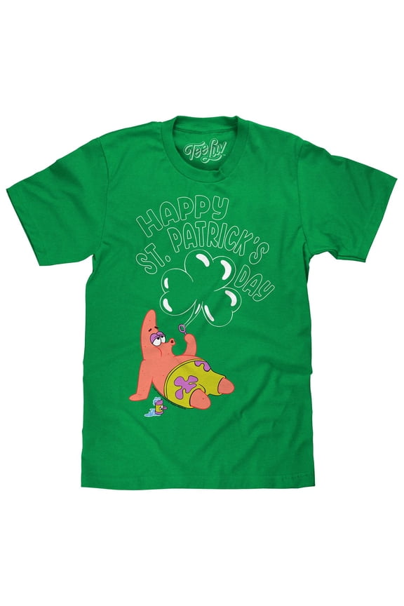 SpongeBob SquarePants Patrick Star Happy St Patrick's Day Cartoon Shirt (Men's) (L)