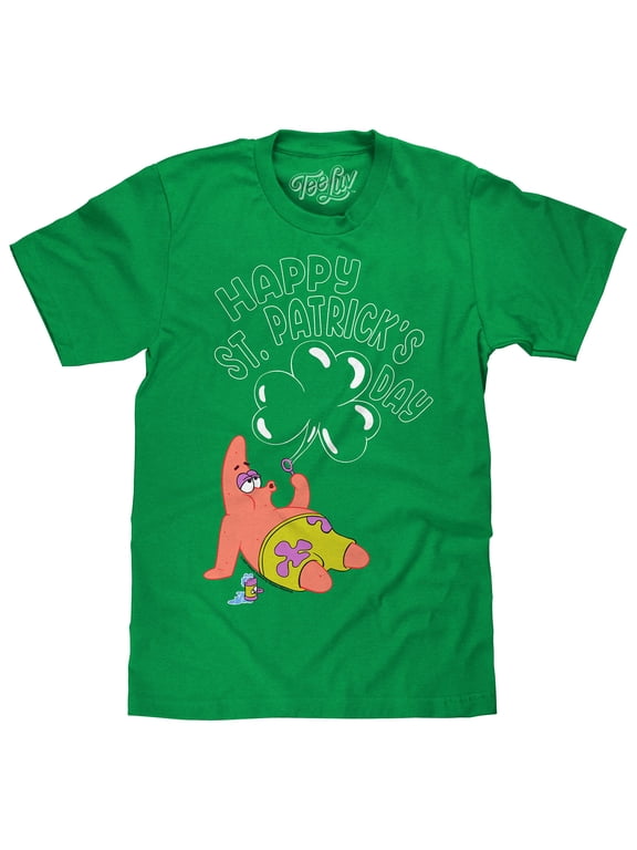 SpongeBob SquarePants Patrick Star Happy St Patrick's Day Cartoon Shirt (Men's) (S)