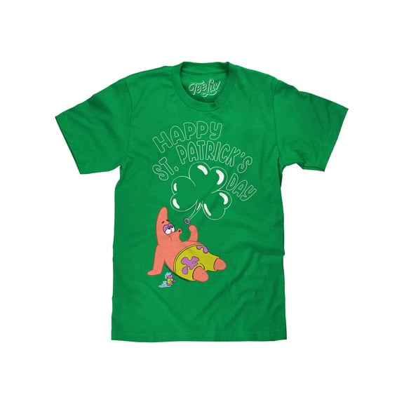 Tee Luv SpongeBob SquarePants Patrick Star Happy St Patrick's Day Cartoon Shirt (Men's) (XL)