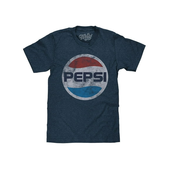 Tee Luv Pepsi Distressed 70s Logo Short Sleeve Navy Heather T-Shirt (Men's) (L)