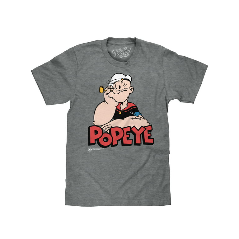 Tee Luv Men's Popeye Cartoon Character Shirt (L) 