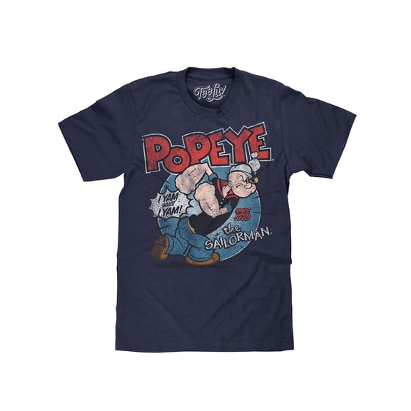 Tee Luv Popeye The Sailorman I Yam What I Yam Cartoon T-Shirt (Men's) (XL)