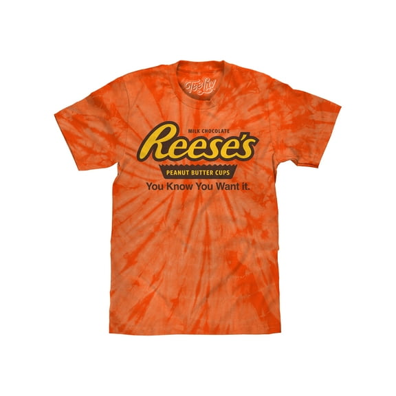 Tee Luv Men's Reese's Peanut Butter Cups You Know You Want It Candy Tie Dye Shirt (S)