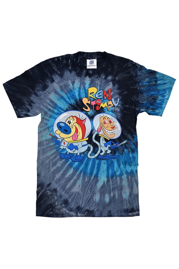 Ren and Stimpy Cartoon Astronauts Tie Dye T-Shirt (Men's) (S)