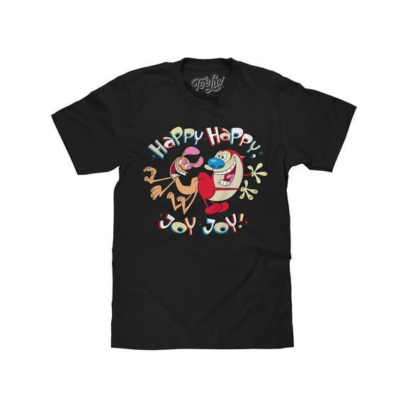Tee Luv Men's Ren and Stimpy Happy Happy Joy Joy Shirt (L)