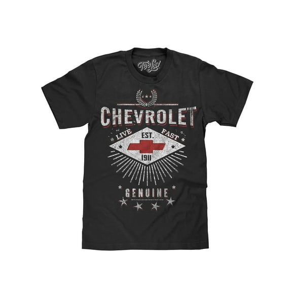 Tee Luv Chevrolet Live Fast Retro Car Logo Shirt (Men's) (3XL)