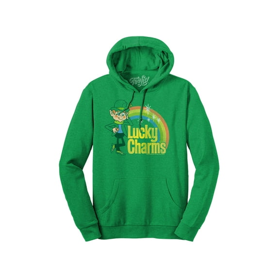 Tee Luv Men's Retro Lucky Charms Cereal Leprechaun Graphic Hoodie (L)
