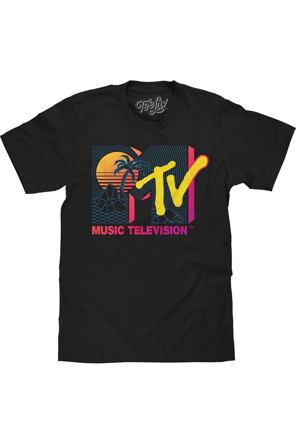 Retro MTV Palm Tree 80s Logo Shirt (Men's) (XXL)