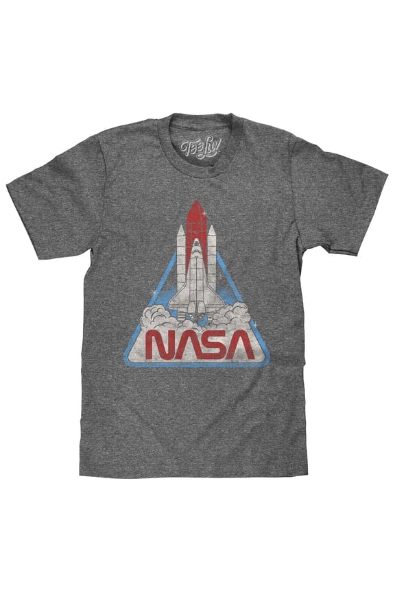 Men's Retro NASA Worm Logo Space Shuttle Graphic T-Shirt (3XL)