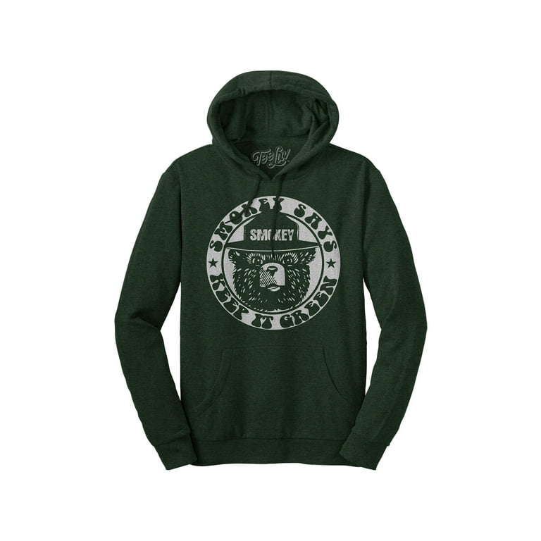 Tee Luv Men s Smokey Bear Keep It Green Hoodie S Walmart
