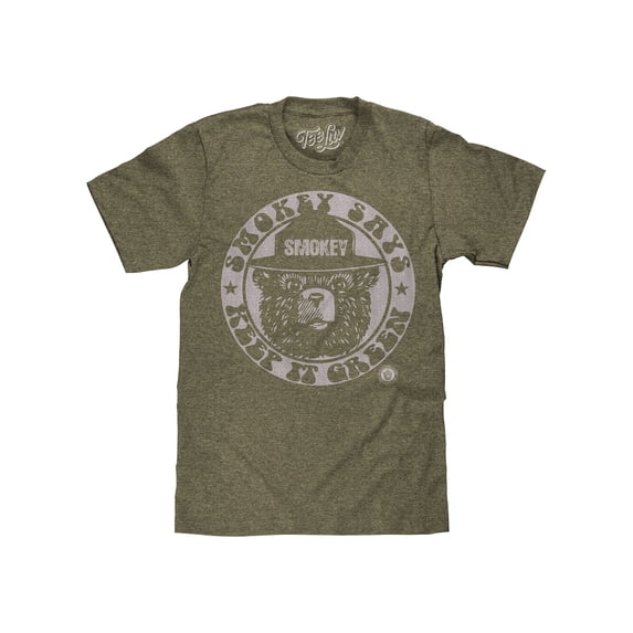 Tee Luv Smokey Bear Keep It Green Retro Mascot Forest Green Heather T-Shirt (Men's) (L)