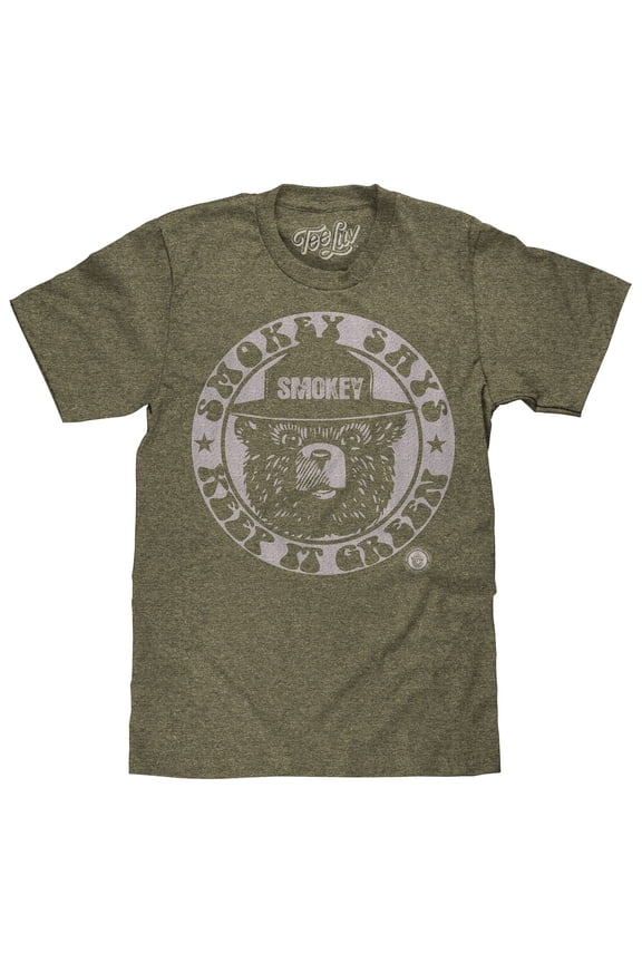 Smokey Bear Keep It Green Retro Mascot Forest Green Heather T-Shirt (Men's) (XXL)