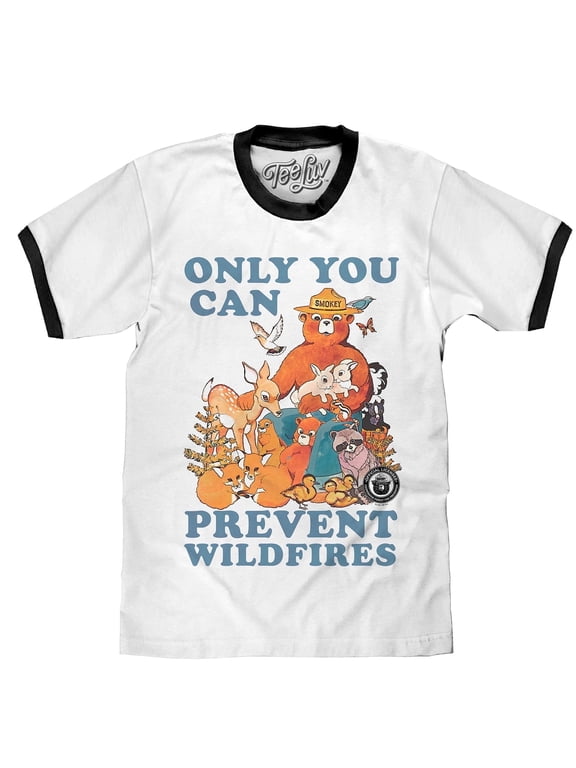 Smokey Bear Only You Can Prevent Wildfires Ringer Tee Shirt (Men's) (3XL)