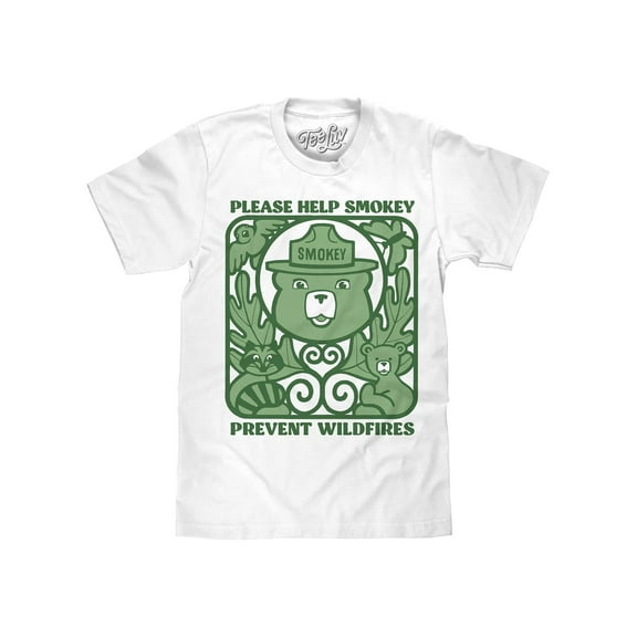 Tee Luv Men's Smokey Bear Prevent Wildfires Forest Animal T-Shirt (M)