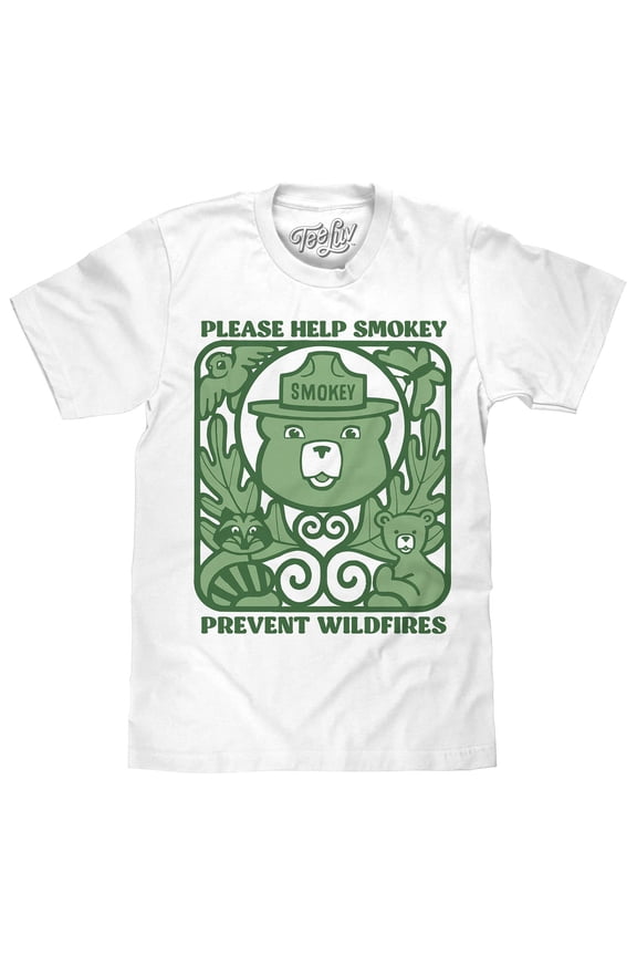 Men's Smokey Bear Prevent Wildfires Forest Animal T-Shirt (S)