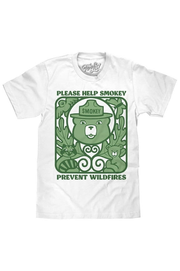 Men's Smokey Bear Prevent Wildfires Forest Animal T-Shirt (XL)