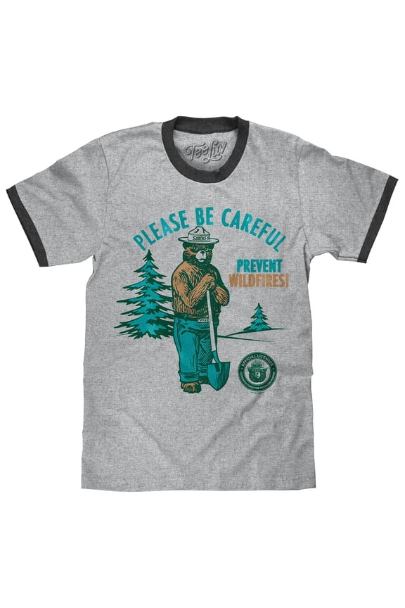 Men's Smokey Bear Prevent Wildfires Ringer T-Shirt (M)