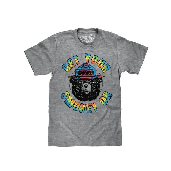 Tee Luv Men's Smokey Bear Tie Dye Graphic T-Shirt (L)