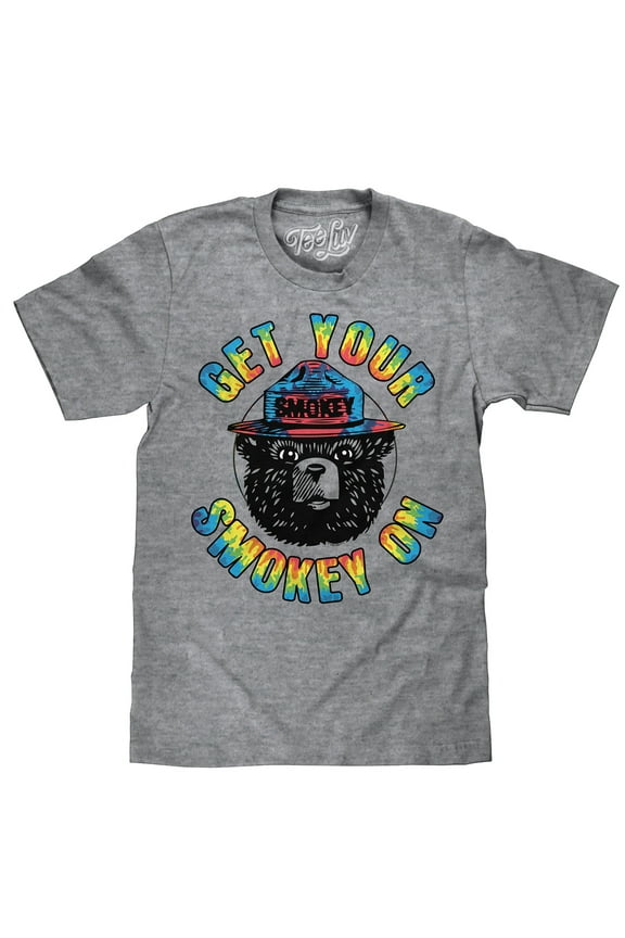 Men's Smokey Bear Tie Dye Graphic T-Shirt (L)