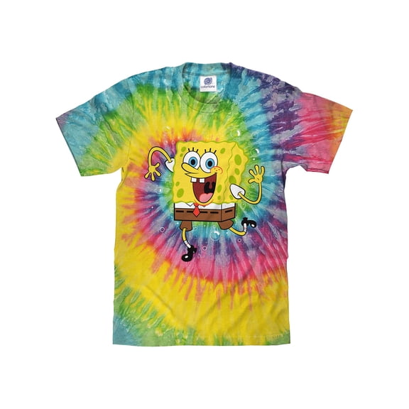 Tee Luv SpongeBob SquarePants Cartoon Tie Dye T-Shirt (Men's) (M)