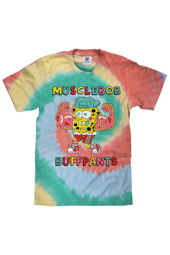 SpongeBob SquarePants MuscleBob BuffPants Tie Dye T-Shirt (Men's) (XXL)
