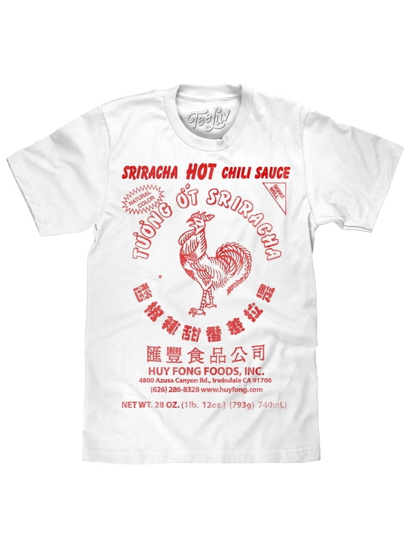 Sriracha Hot Chili Sauce Rooster Faded Logo White Shirt (Men's) (L)