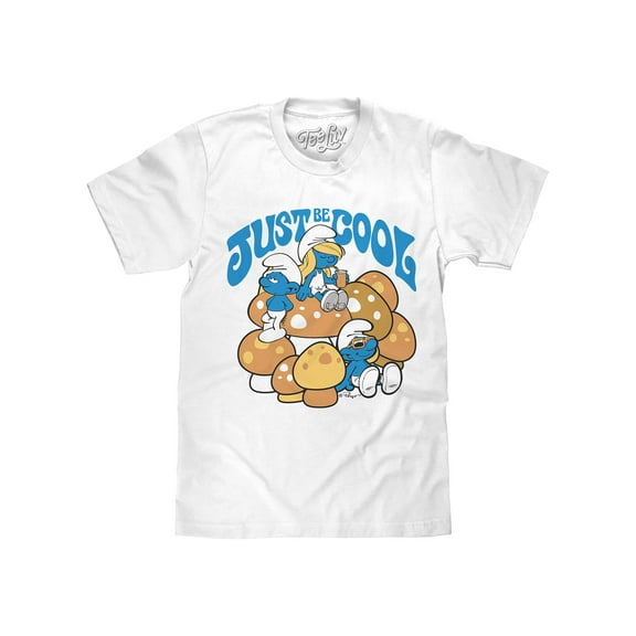 Tee Luv Men's The Smurfs Just Be Cool Shirt 80s Cartoon Shirt (S)