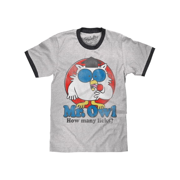 Tee Luv Tootsie Pop Candy Mr Owl How Many Licks Ringer T-Shirt (Men's) (S)