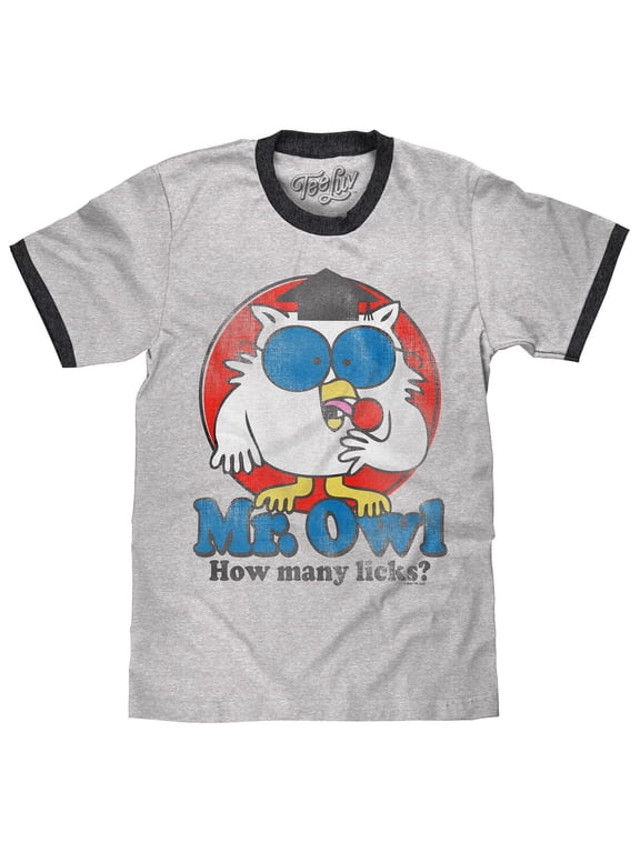 Tootsie Pop Candy Mr Owl How Many Licks Ringer T-Shirt (Men's) (XXL)
