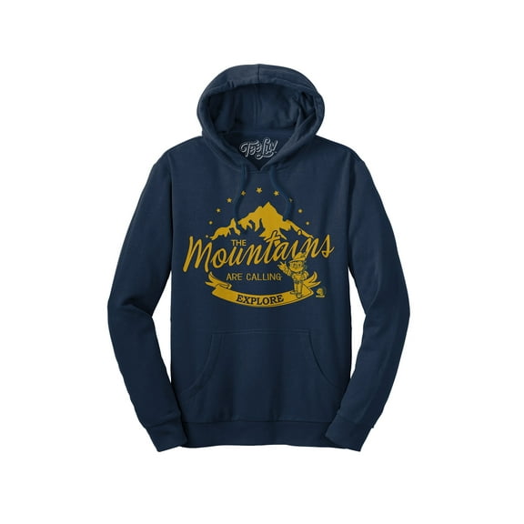 Tee Luv Men's Woodsy Owl Explore Navy Blue Graphic Hoodie (M)