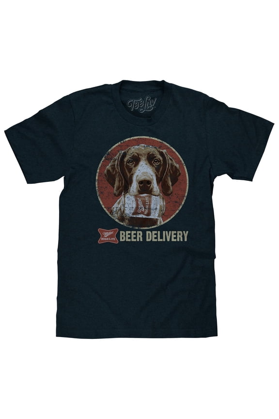 Miller High Life Beer Delivery Faded Dog Graphic T-Shirt (Men's) (XL)