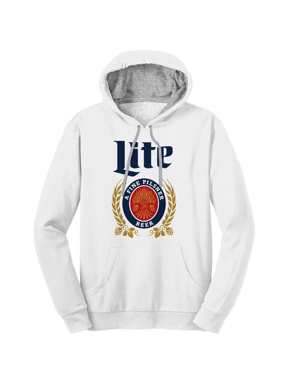 Miller Lite Beer Logo White Pullover Hoodie (Men's) (L)