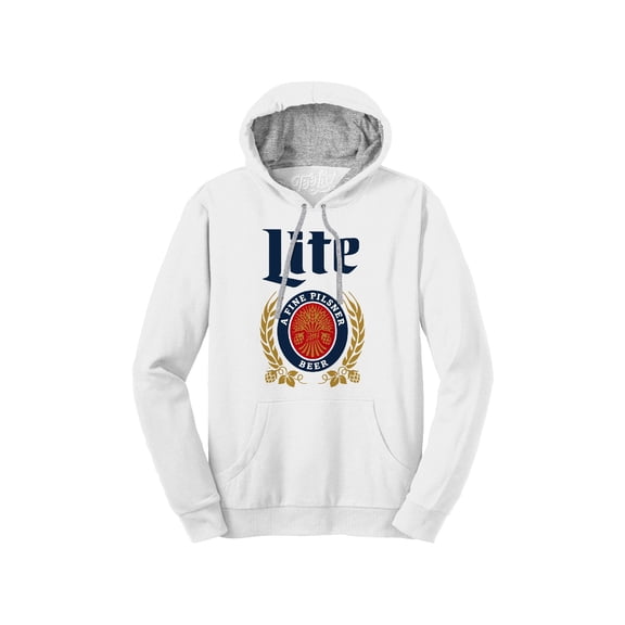 Tee Luv Miller Lite Beer Logo White Pullover Hoodie (Men's) (XXL)