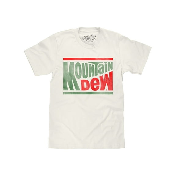 Tee Luv Mountain Dew Retro Soda Logo Short Sleeve Vintage White T-Shirt (Men's) (L)
