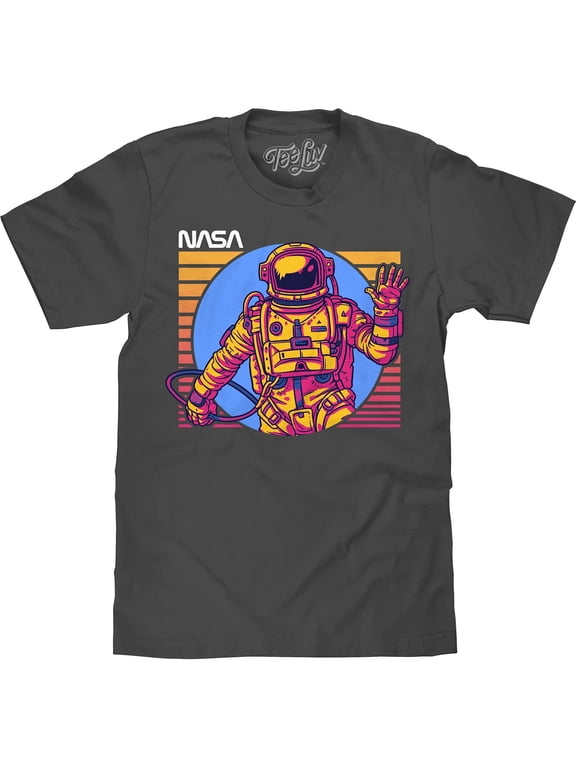 NASA Waving Astronaut Retro 80s Graphic T-Shirt (Men's) (3XL)