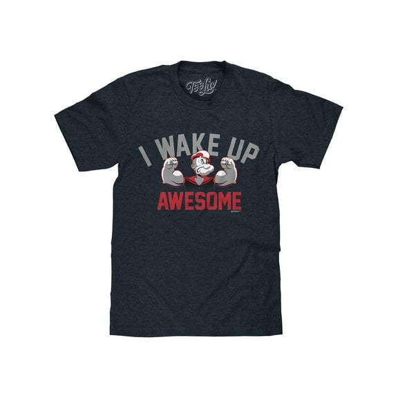 Tee Luv Popeye the Sailor I Wake Up Awesome Cartoon Character T-Shirt (Men's) (L)
