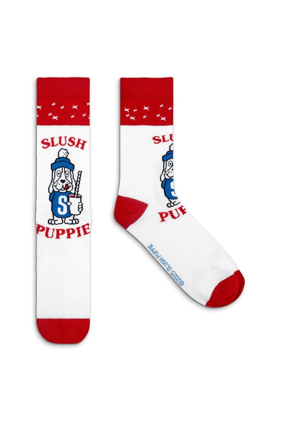 Slush Puppie Cartoon Dog Mascot Slushy Crew Socks (Men's)