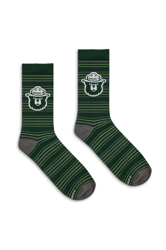 Smokey Bear Colorful Novelty Striped Crew Socks (Men's)