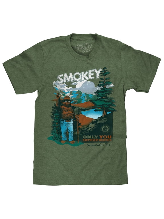 Smokey Bear Only You Can Prevent Wildfires Retro Graphic Tee Shirt (Men's) (M)