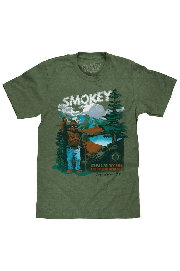 Smokey Bear Only You Can Prevent Wildfires Retro Graphic Tee Shirt (Men's) (S)