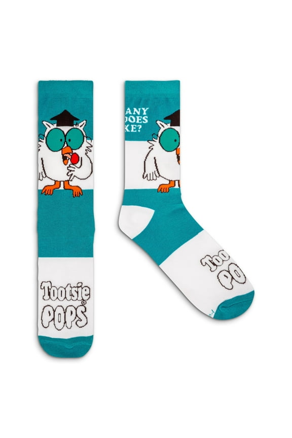 Tootsie Pops Mr Owl How Many Licks Candy Logo Crew Socks (Men's)