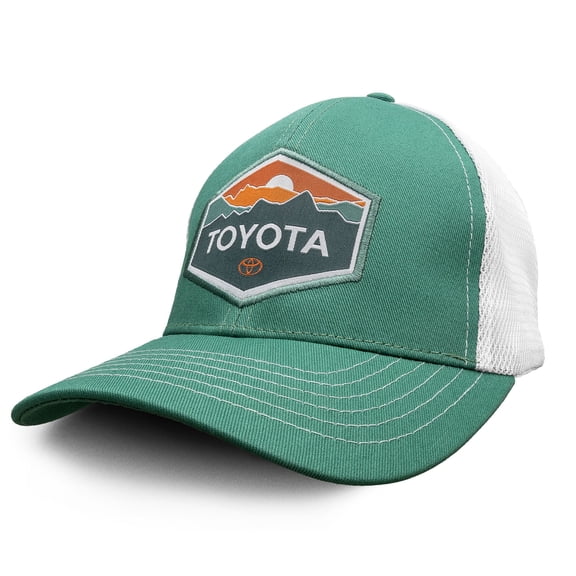 Tee Luv Toyota Car Logo Mountain Graphic Baseball Hat, Turquoise and White