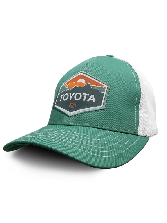 Toyota Car Logo Mountain Graphic Baseball Hat, Turquoise and White