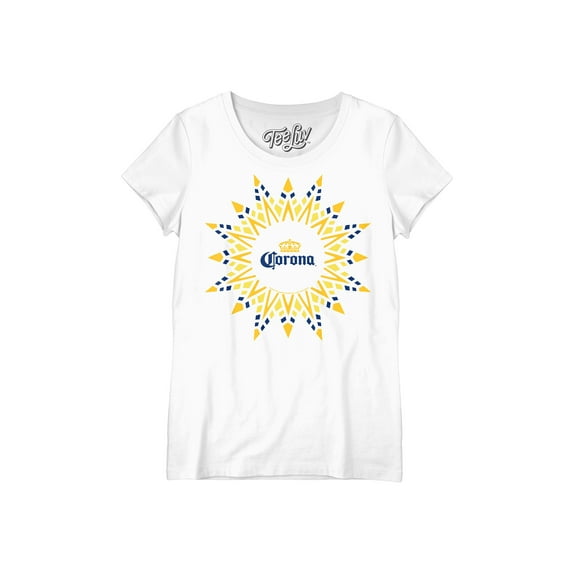 Tee Luv Women's Corona Beer Logo Sun Graphic Tee Shirt (Small)