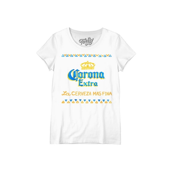 Tee Luv Women's Corona Extra Beer Watercolor Logo Shirt (Small)