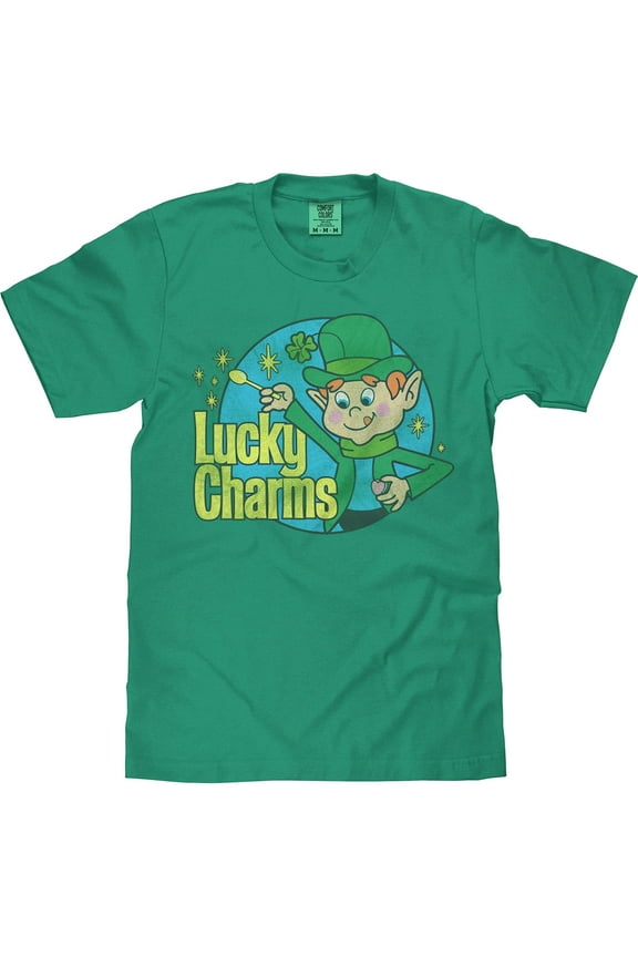 x Comfort Colors Men's Retro Lucky Charms Cereal Leprechaun Shirt (XL)