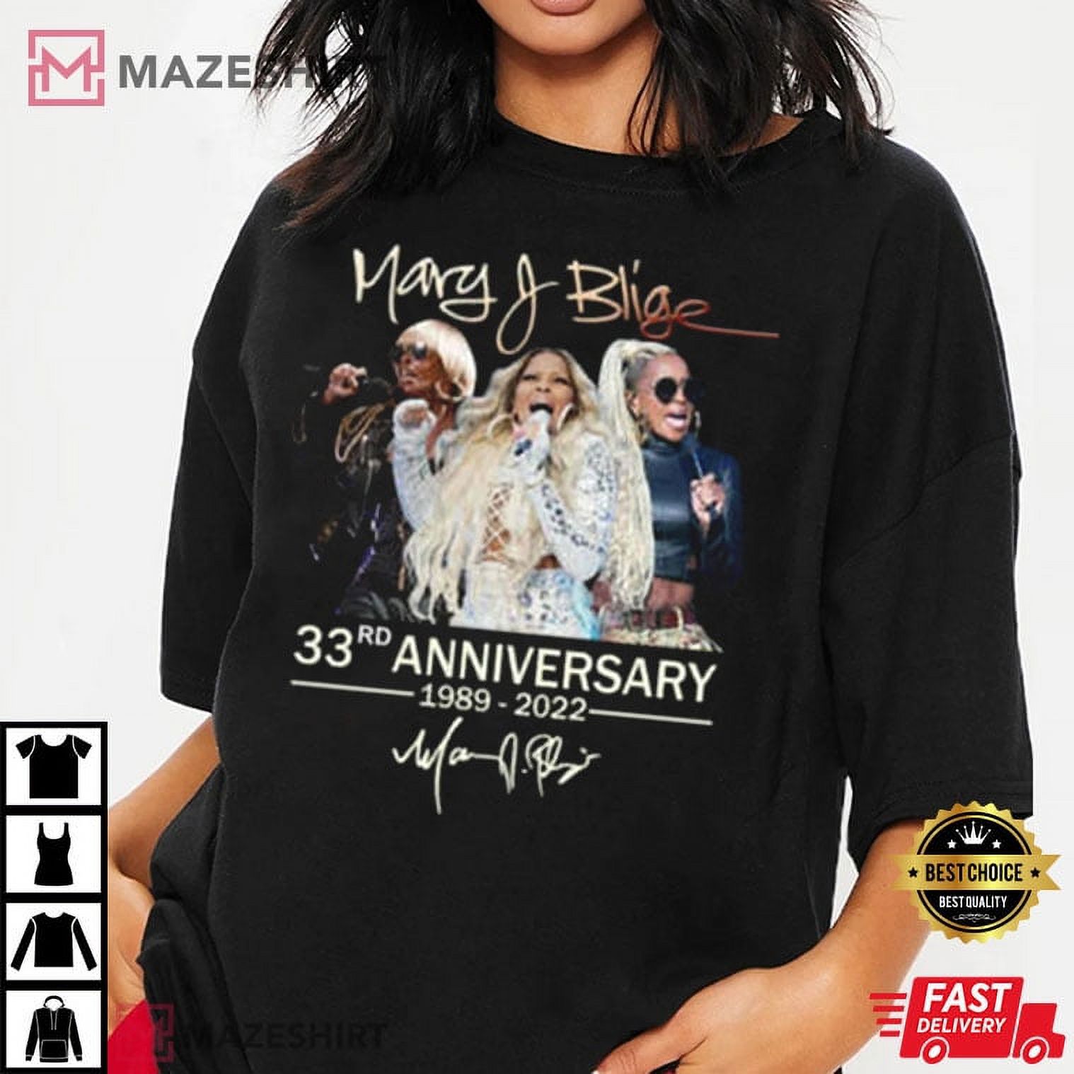 Tee Mary J. Blige 2022 Anniversary Signature TShirt for Men and Women, up to Size 4XL