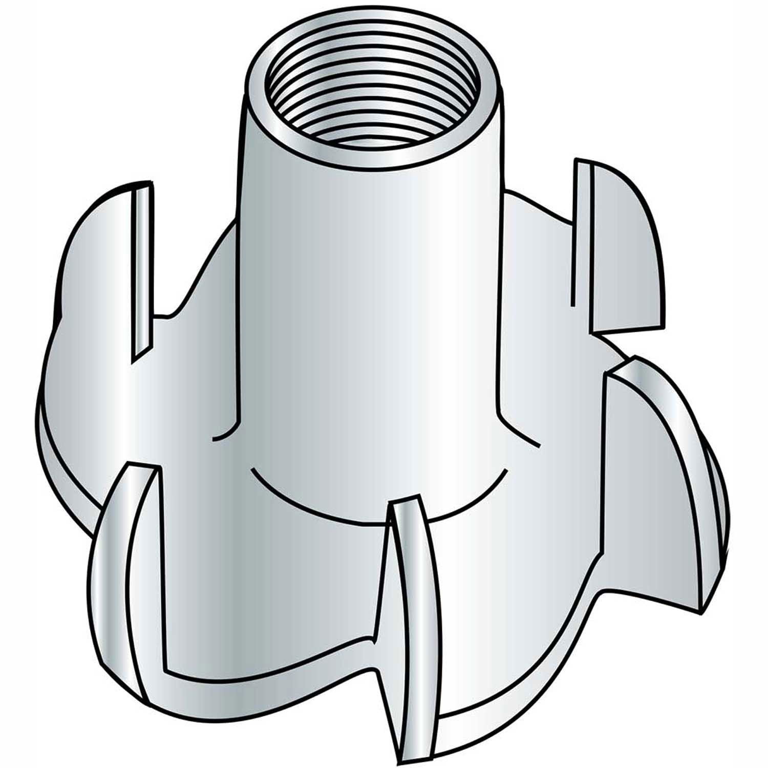 Tee Nut - 1/4-20 x 5/16"" L - 3 Prong - Steel - Zinc CR+3 - Pkg of 250 - Brighto